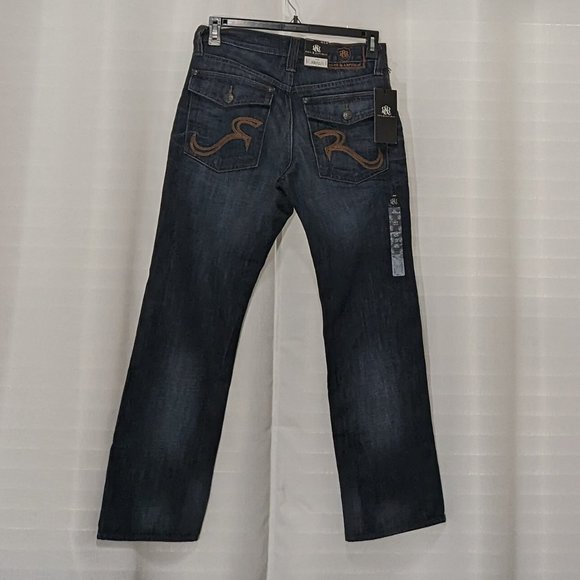 Rock & Republic Other - Rock & Republic Dagger Jeans Men Sz 30x 30 Relaxed Straight Dark Blue Distressed